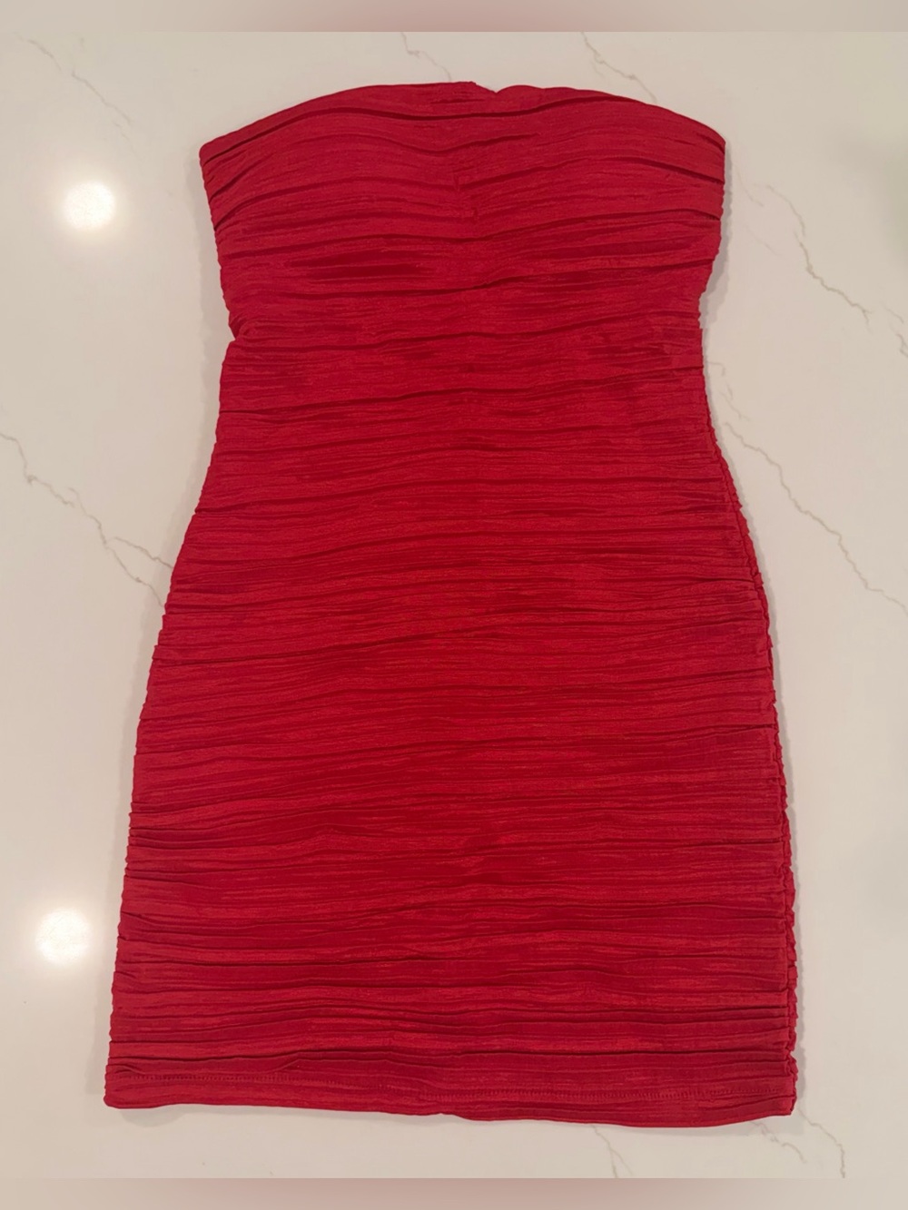 Forever 21 Strapless Red Ruched Bodycon Dress